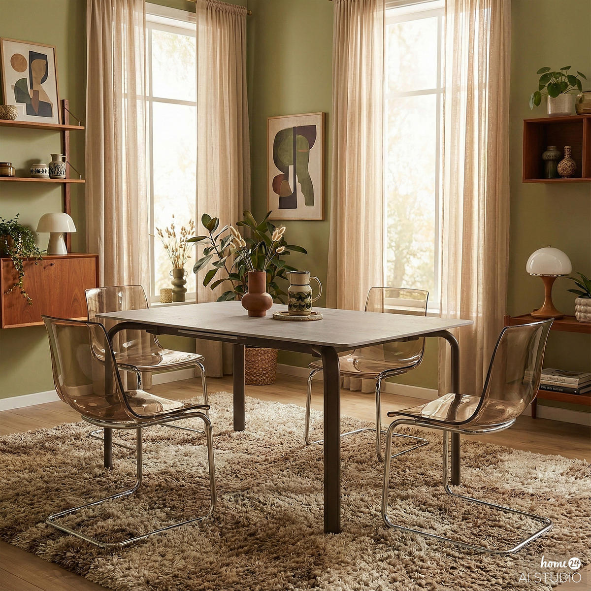 FREISCHWINGER - 2er-Set - Kunststoff / Eisen - Bernsteinfarben, Kunststoff/Metall (47/82/51cm) - home24