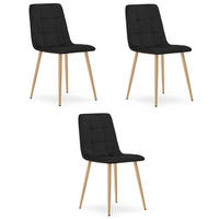 ESSZIMMERSTUHL 3-er Set PYRA schwarzer Sitz, Beine in Holzfarbe - Eichefarben/Schwarz, Textil (45/87/50.5cm) - Valora