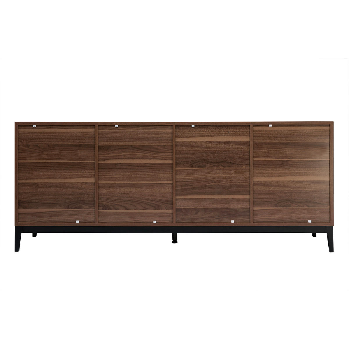 SIDEBOARD Dunkles Walnussfurnier Schwarzes Metall Stauraum B180 cm SARTO - Walnussfarben, Holz (40/74.5/180cm) - Miliboo