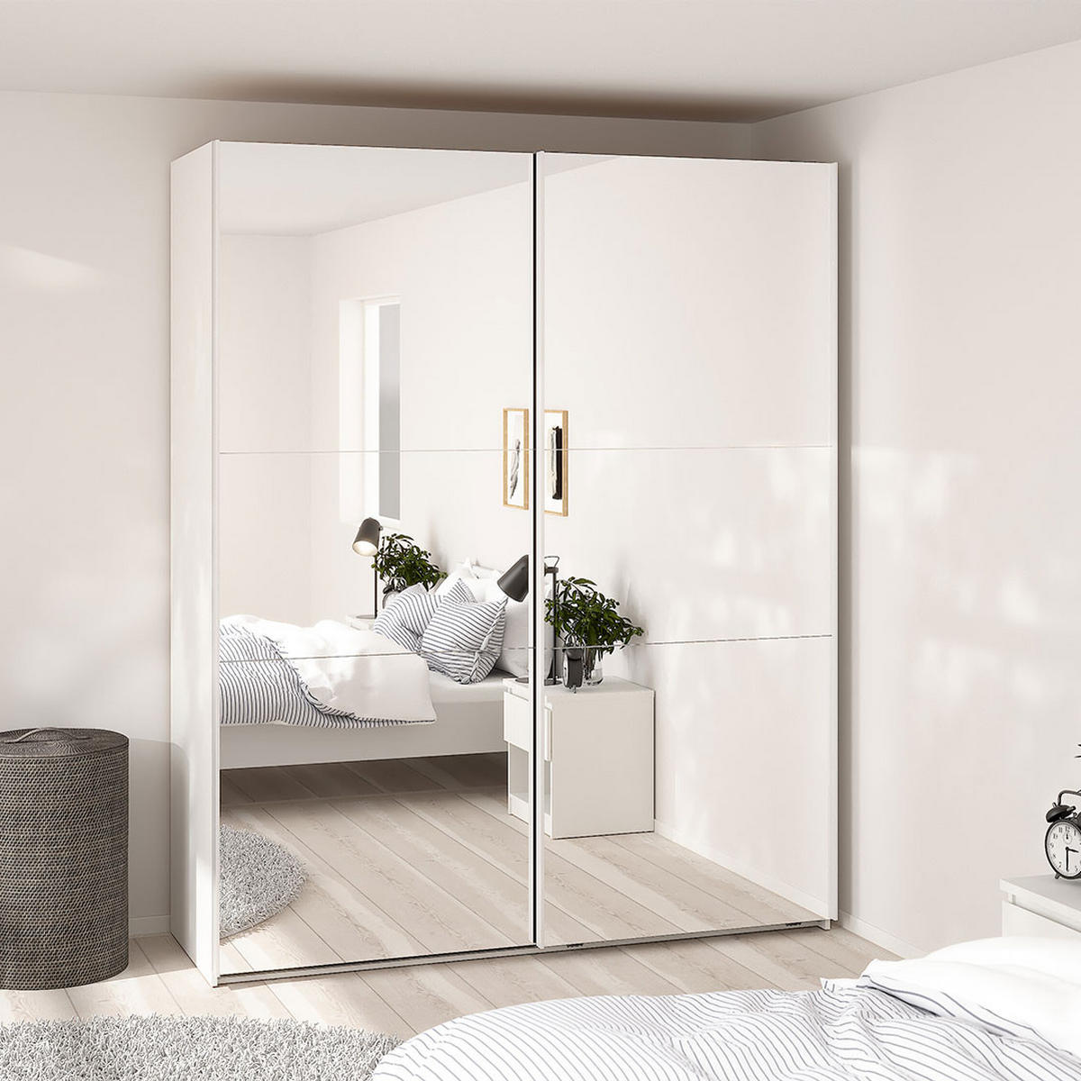 SCHIEBETÜRENSCHRANK, Como, Weiß, Holzwerkstoff, 179 x 67 x 221 cm - Weiß, Holzwerkstoff (179/221/67cm) - ebuy24