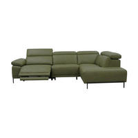 ECKSOFA Linus Echtleder mit 1 x Relaxfunktion Olivgrün - Olivgrün, Leder/Metall (262/220cm)