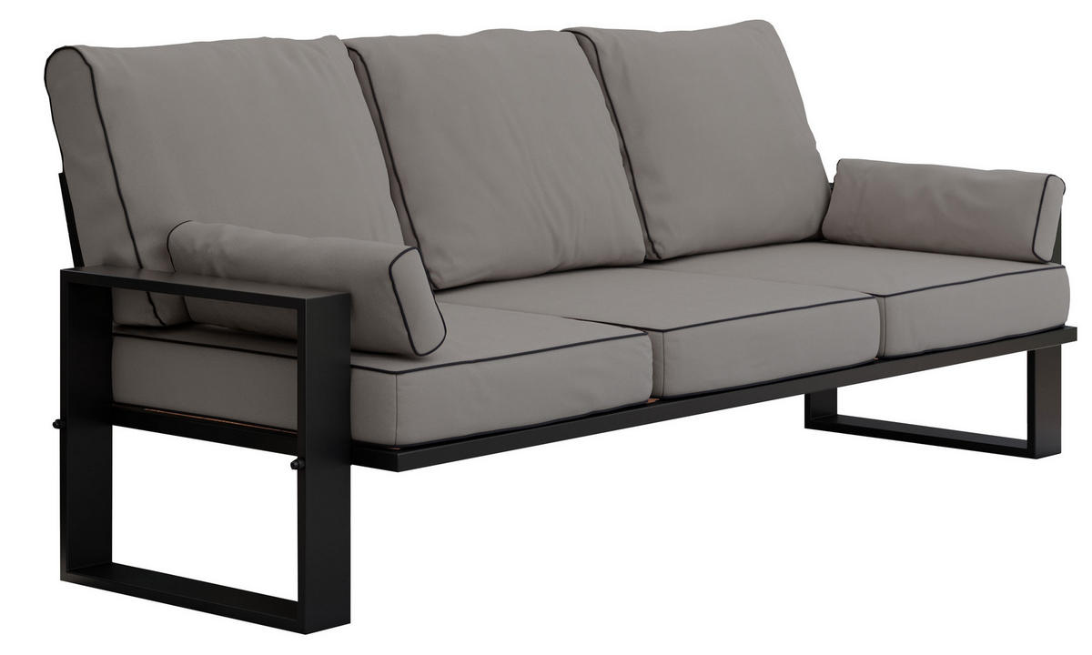 GARTENSOFA Elba 3 Sitzer - Grau - Grau, Textil (215/90/87cm) - MKS
