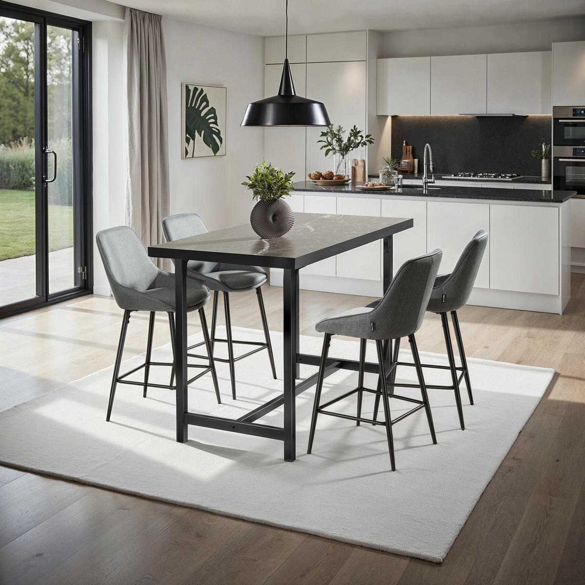THEKENSTUHL Siera,49 x 54 x 100 cm, Belastbarkeit 120 kg,Webstoff grau/schwarz - Schwarz/Grau, Kunststoff (49/100/54cm) - tectake