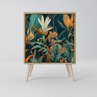 SIDEBOARD FLORAL SERENITY, Eichefarben, 57,5x42x77,5 cm, Schräge Buchenholzfüße - Eichefarben/Buchefarben, Holzwerkstoff/Buchenholz (57.5/77.5/42cm) - SpaceRebels
