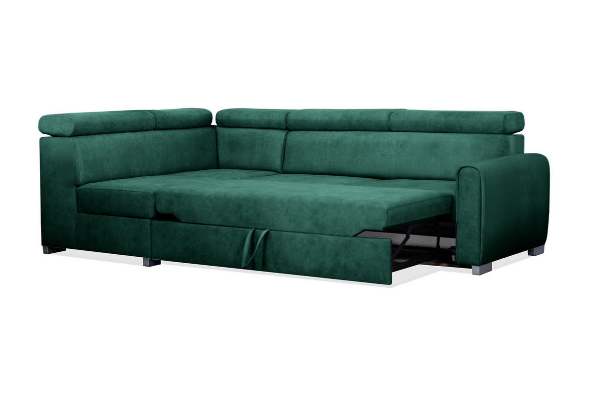 ECKSOFA Covo Grün, mit Schlaffunktion, linke seite - Grün, Holzwerkstoff (253/156cm) - Bettso