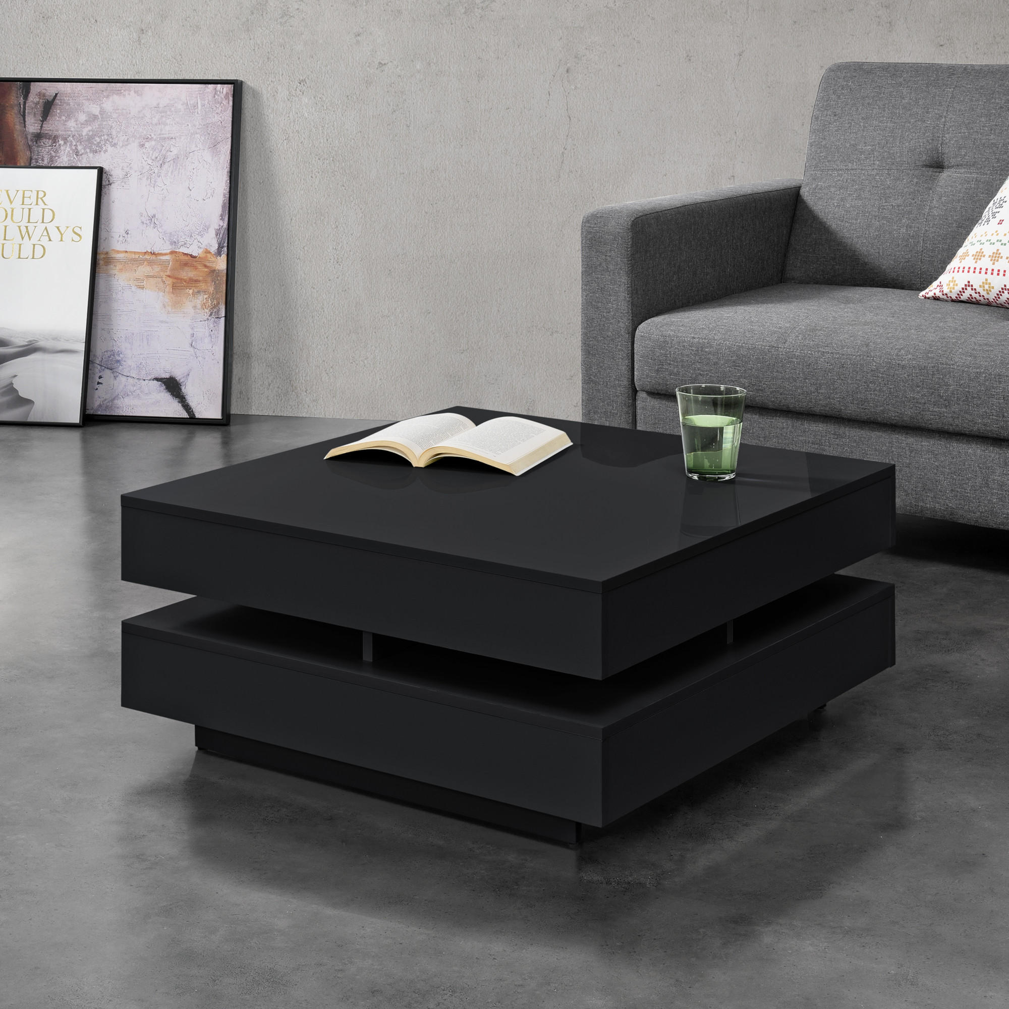 COUCHTISCH Märsta 75/75/36 - Schwarz Hochglanz, Holzwerkstoff (75/75/36cm) - [en.casa]