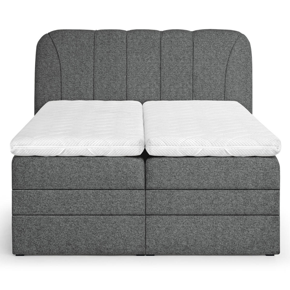 BOXSPRINGOVÁ POSTEL Romeo s elektrickým polohováním matrace, 140x200 cm, tmavě šedá - tmavě šedá, textil (140/200cm) - Beautysofa