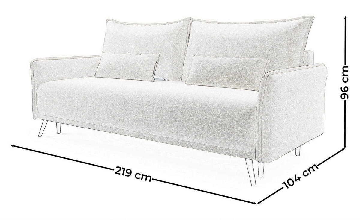 SCHLAFSOFA - Sofa Tiron - Beige (Verita 16) - Creme, Holz (219/96/104cm) - Möblo