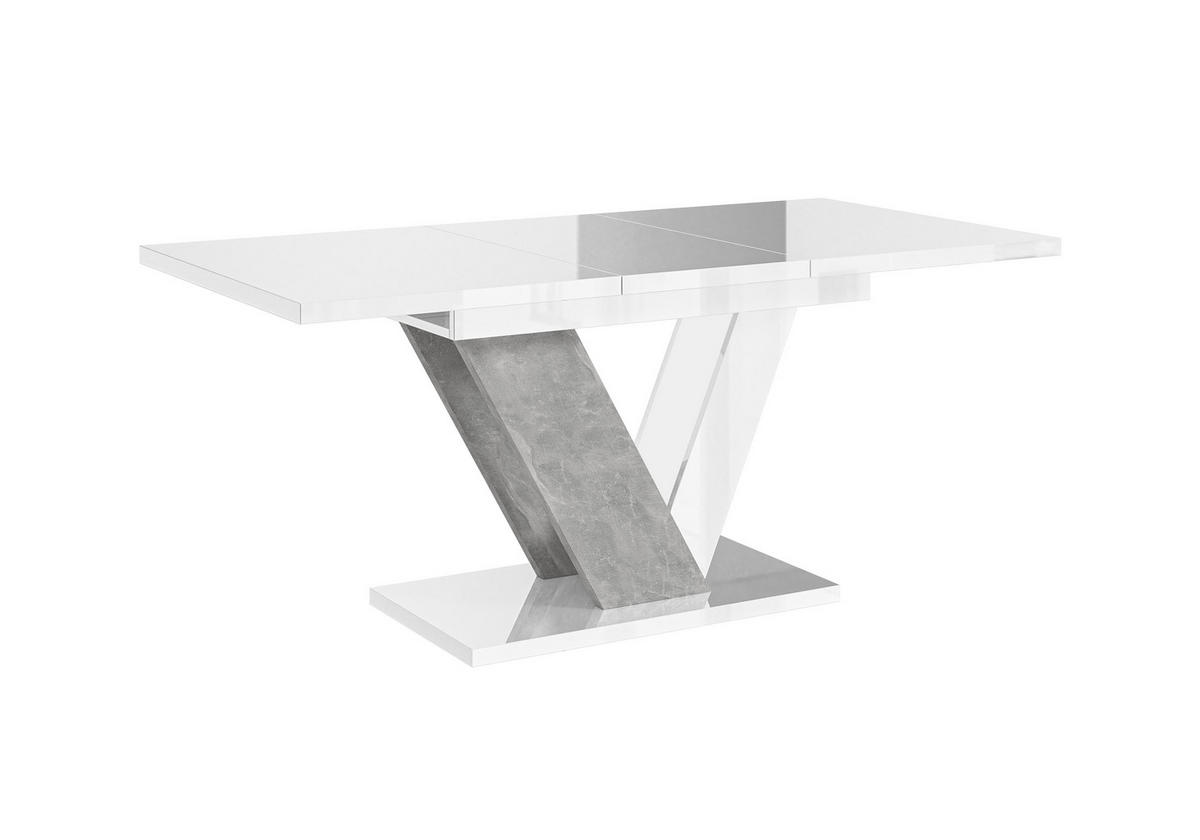 ESSTISCH Weiß Hochglanz Ausziehbar 120 - 160 cm - Weiß Hochglanz/Grau, Holzwerkstoff (120/80/76cm) - PROSPERO