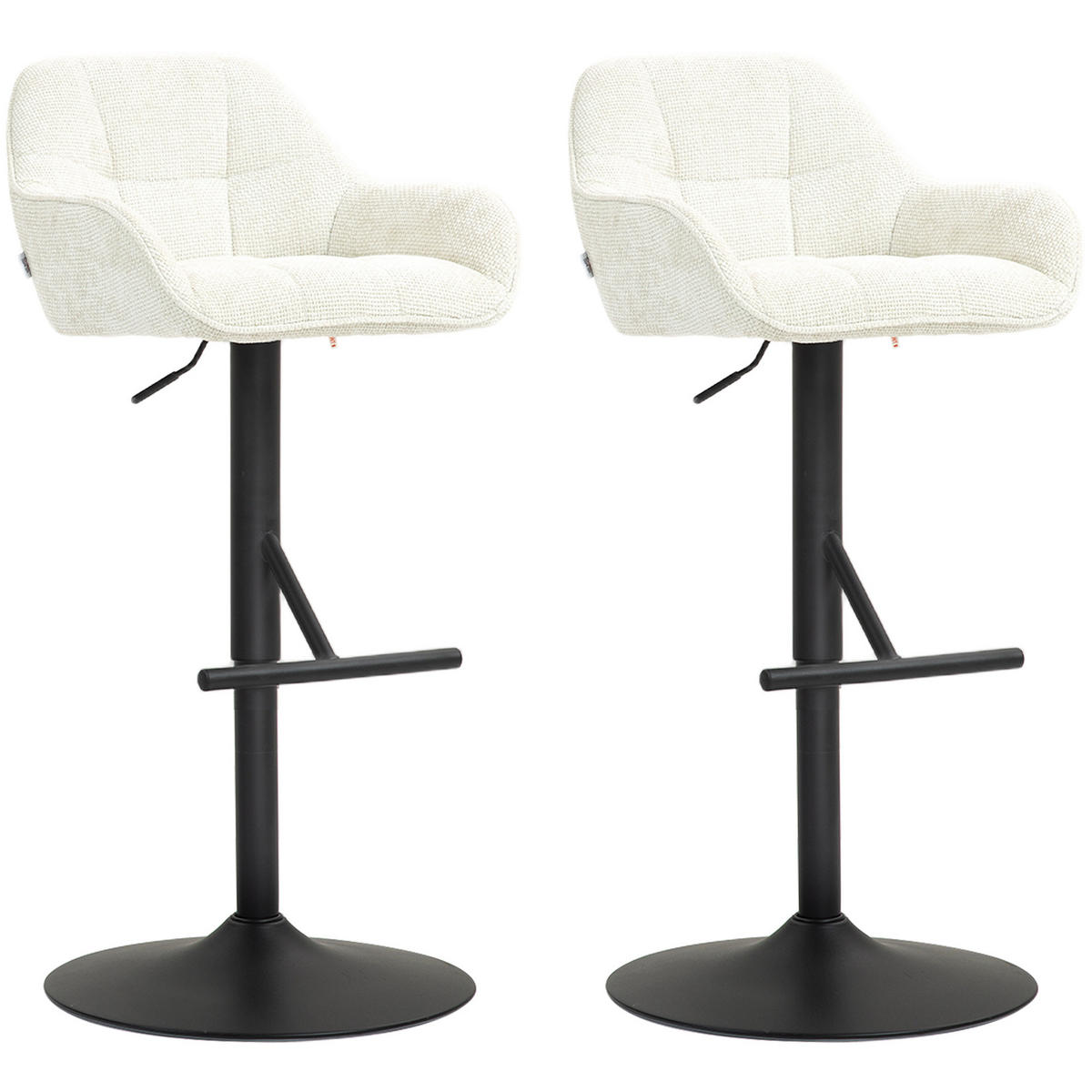 BARHOCKER 2er-Set DE-14749 höhenverstellbar mit Leinenbezug Creme - Creme, Metall (53/108/52.5cm) - ComfortXL