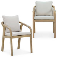 GARTENSTÜHLE SANYA 2er-Set beige, natur - Beige, Holz/Textil (56/75/67cm) - IDIMEX