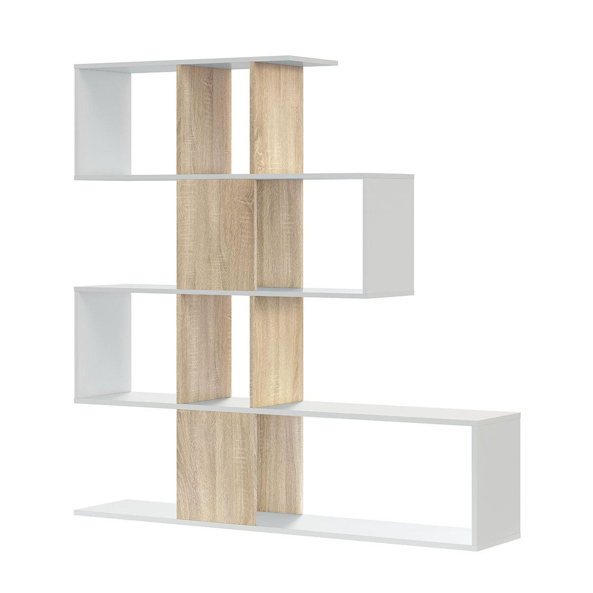 BÜCHERREGAL mit 4 Ebenen und 11 Aufbewahrungsfächern H145 cm - Apfelbaumfarben, Holzwerkstoff (28/145/145cm) - Calicosy