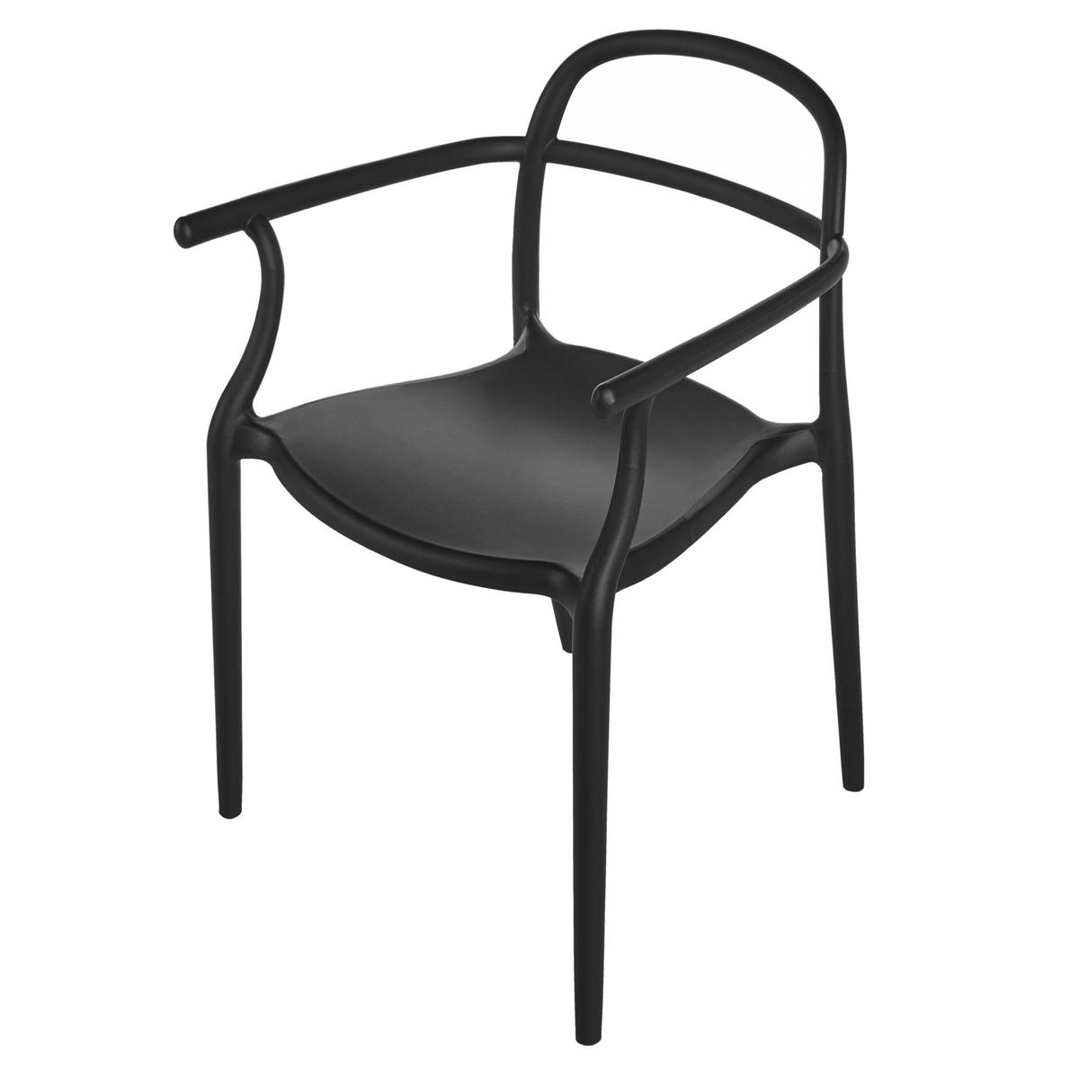GARTENSTUHL 2er-Set Schwarz Vidor - Schwarz, Kunststoff (53/81/51cm) - Beliani