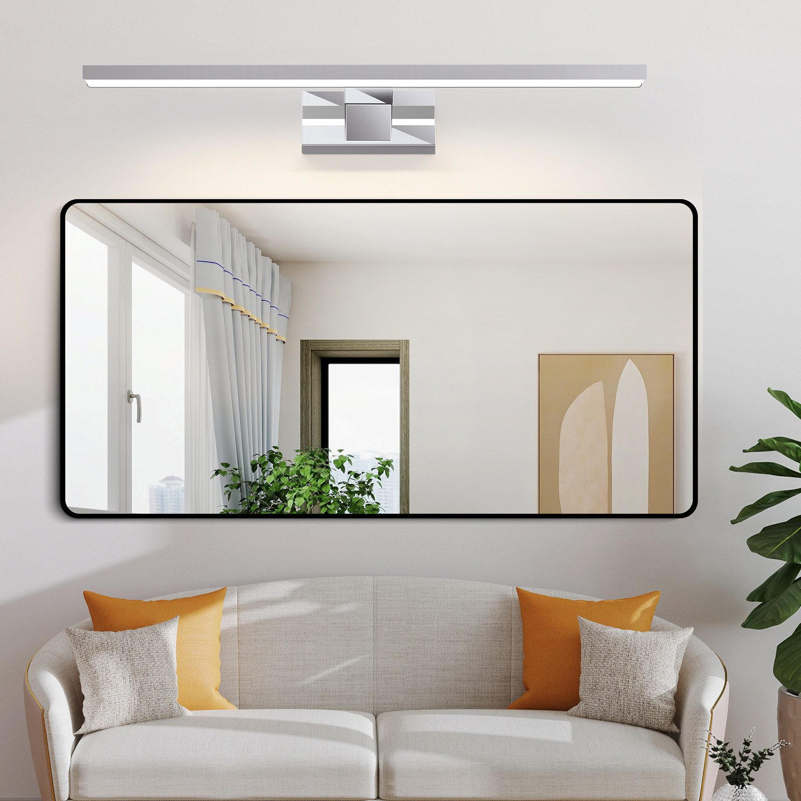 Thumbnail - Nettlife Spiegelleuchte, Silber, Metall, 12.8x12x60 cm, Lampen & Leuchten, Innenbeleuchtung, Tischlampen