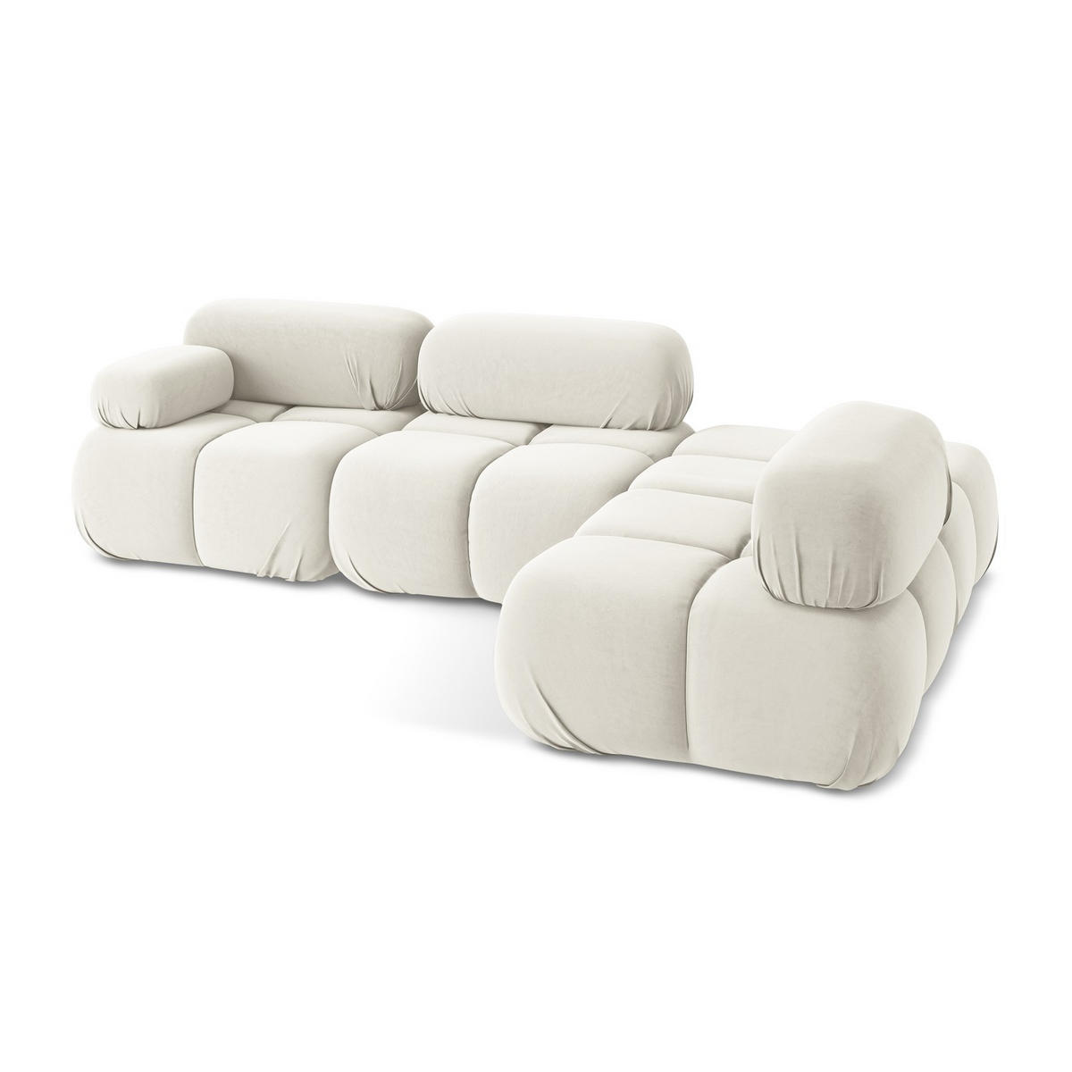 ECKSOFA Rechts Samt Stoff Beige - Beige/Creme, Kunststoff/Textil (285/190cm) - LaMiaSofa