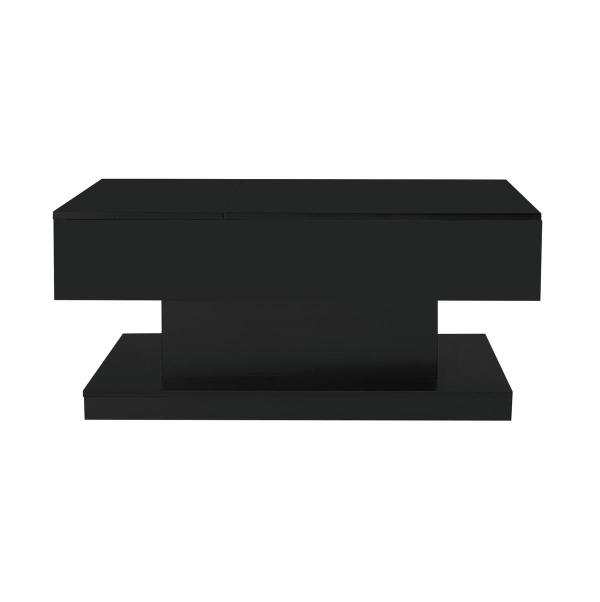 COUCHTISCH, Hochglanz schwarz, hydraulisch liftbar, Platte seitlich verschiebbar, mit LED & Stauraum, 100/50/45 cm,schwarz - Schwarz, Holzwerkstoff (100/50/45cm) - Redom