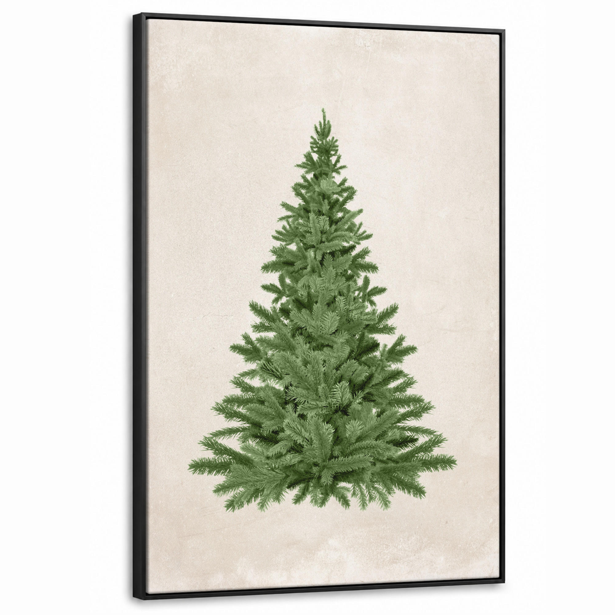 LEINWAND Bilder mit Rahmen - Weihnachtsbaum - Grün - Weihnachten - Feiertage - 90x140 - Olivgrün, Textil (90/140cm) - MuchoWow