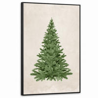 LEINWAND Bilder mit Rahmen - Weihnachtsbaum - Grün - Weihnachten - Feiertage - 80x120 - Olivgrün, Textil (80/120cm) - MuchoWow