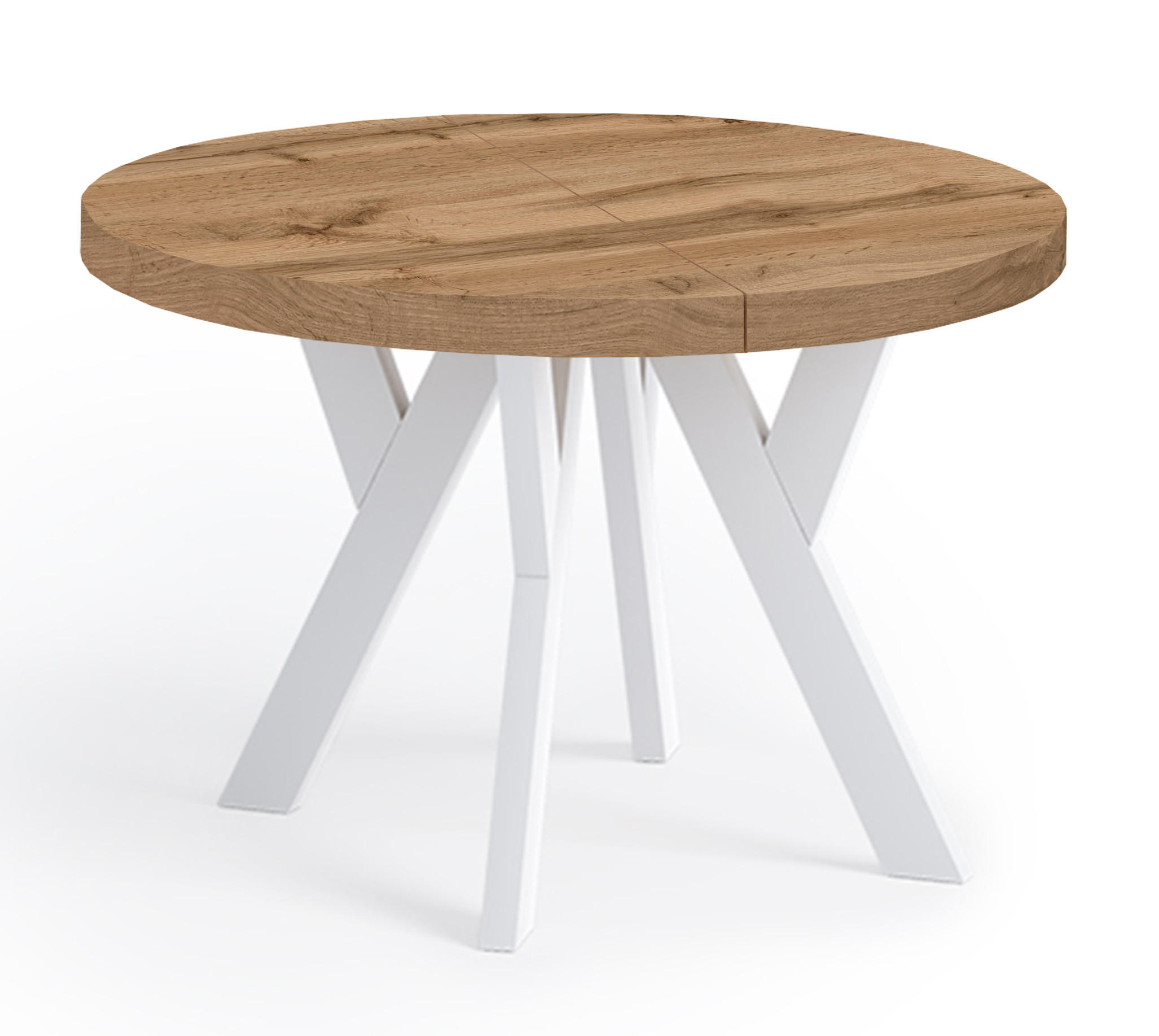 ESSTISCH Runder Ausziehbarer PERO 90/140, Eiche Wotan / Weiß - Eiche Wotan/Weiß, Holz (140/90/77cm) - Dekori_Interiors