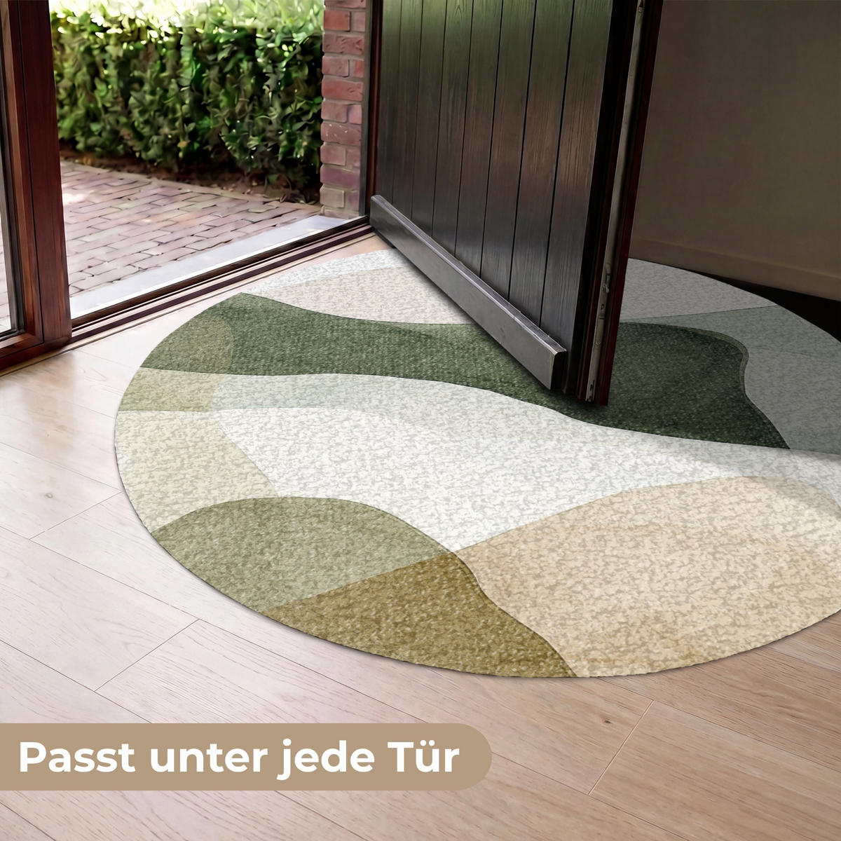 FUSSMATTE Japandi - Abstrakt - Grün Schmutzfangmatte 120x120 cm - Multicolor, Kunststoff (120/120cm) - MuchoWow