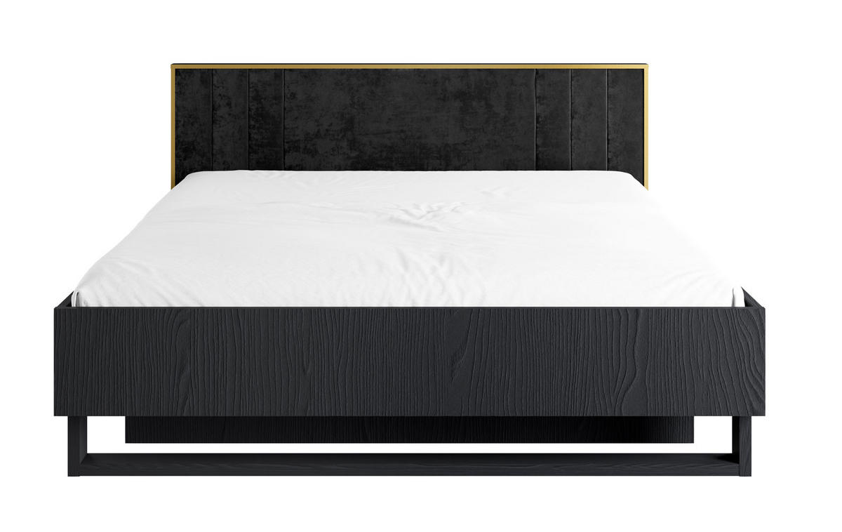 DOPPELBETT Mond anthrazit / Absetzungen gold 189 / 210 / 97cm - Anthrazit/Goldfarben, Holz/Holzwerkstoff (180/200cm) - Feldmann-Wohnen
