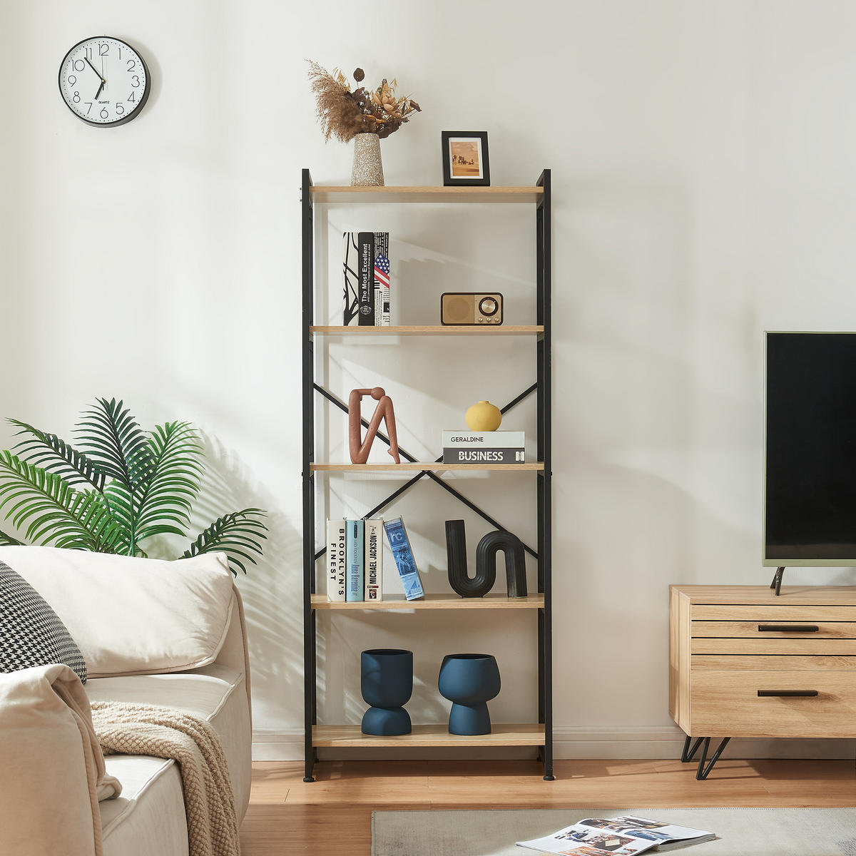 STANDREAGL Skørping - Eichefarben/Schwarz, Holzwerkstoff/Metall (65/160/30cm) - [en.casa]