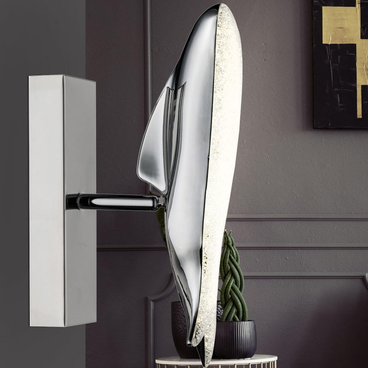 LED WANDLEUCHTE Kristall Silber PRESTON - Silberfarben, Metall (6.5/29/13cm) - Globo Lighting