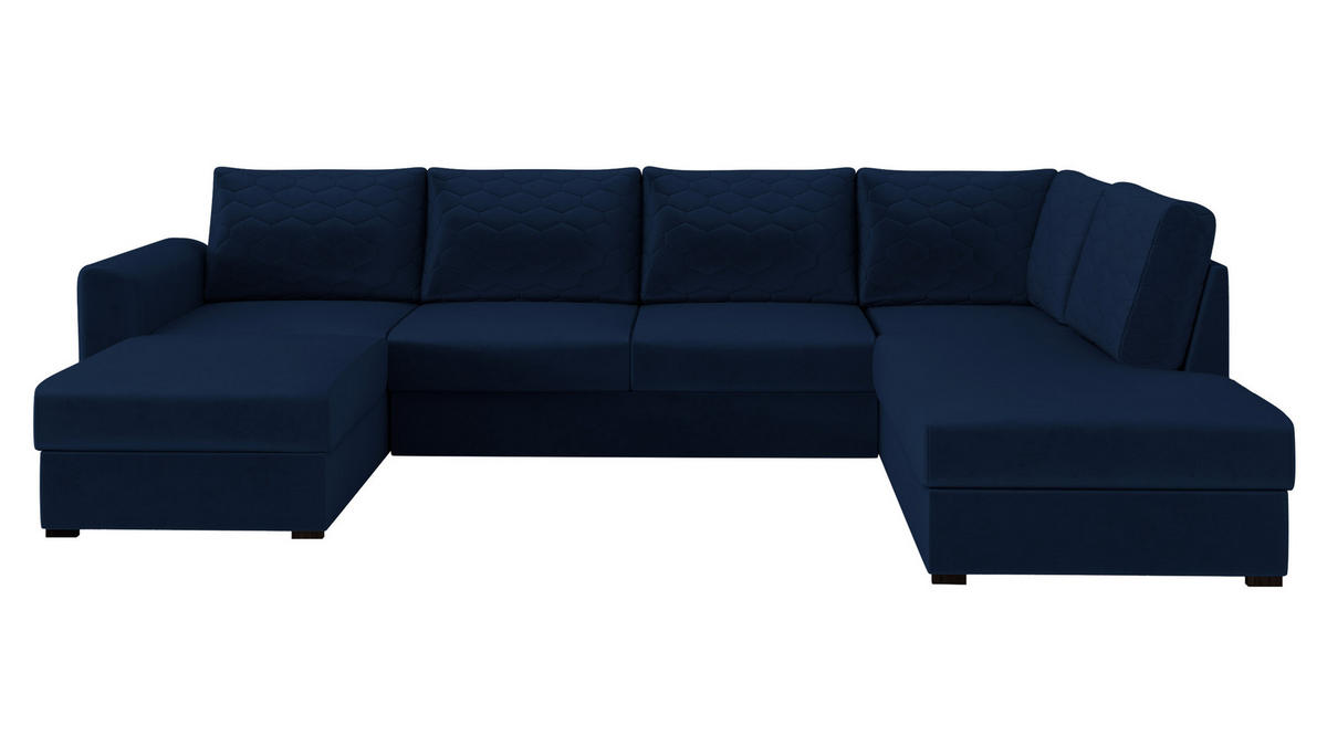 WOHNLANDSCHAFT Wilma Premium, Seite: Rechts - Schwarz/Dunkelblau, Holz/Textil (305/85/188cm) - MIRJAN24