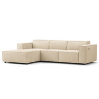 ECKSOFA mit Longchair - Beige/Schwarz, Kunststoff/Textil (260/177cm) - home24