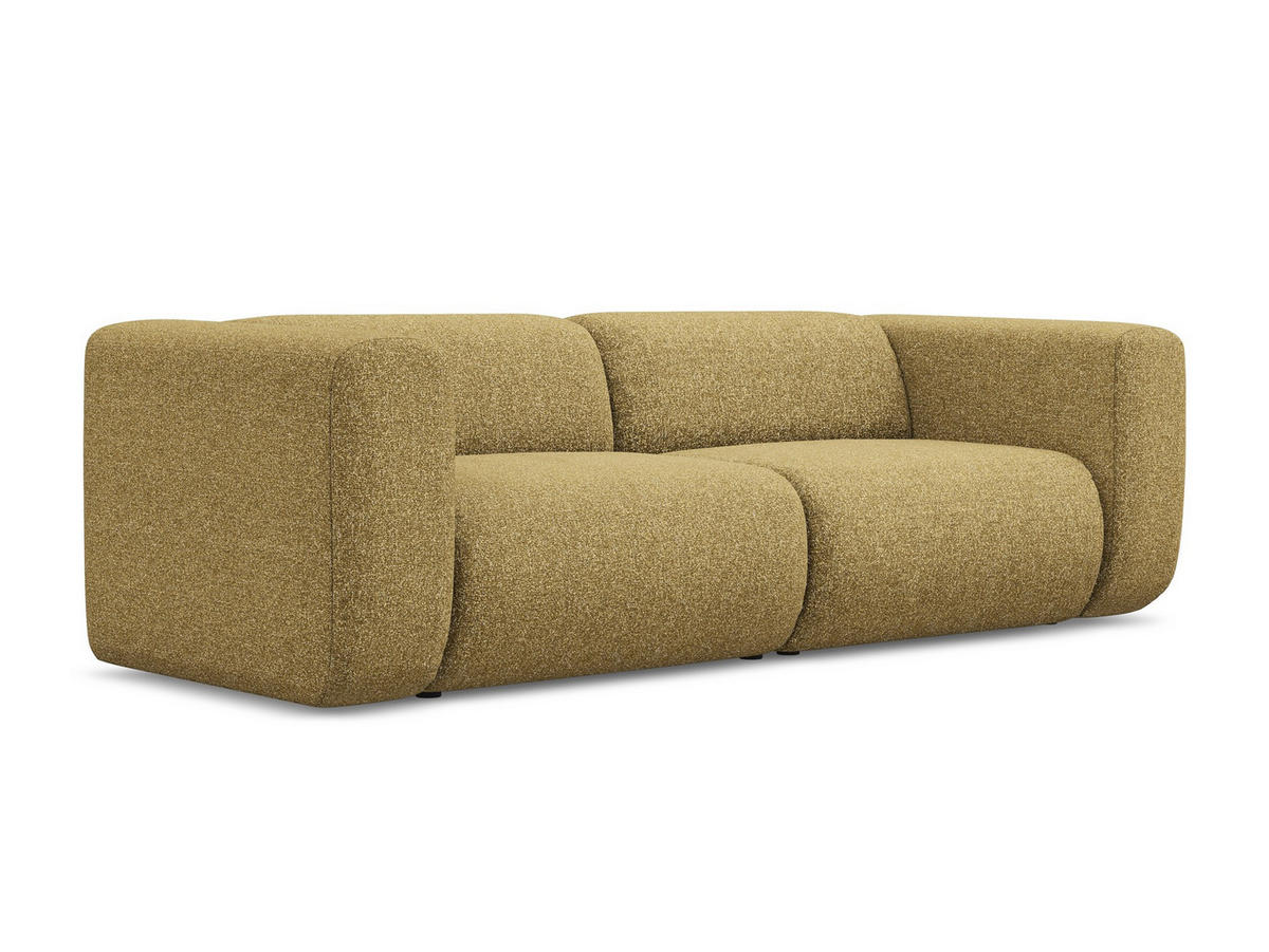3-SITZER SOFA Strukturstoff Stoff Gelb - Currygelb/Gelb, Kunststoff/Textil (228/70/89cm) - Makamii