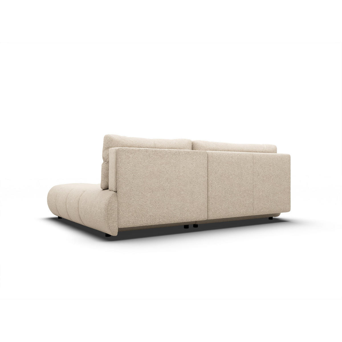 ECKSOFA CORSO R-S Beige Boucle-Stoff mit Schlaffunktion - Sandfarben, Holz (230/177cm) - MASSENO