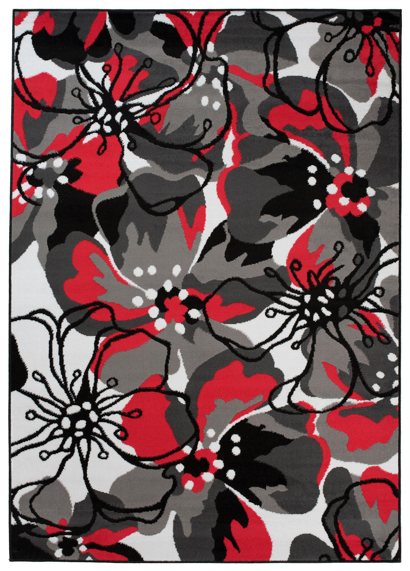 TEPPICH MAYA Rot Floral Blumen 200/300 cm - Rot, Textil (200/300cm) - Tapiso