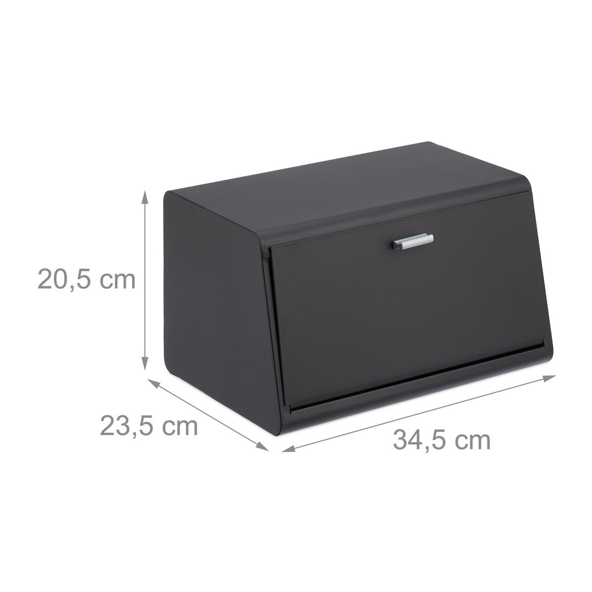 BROTKASTEN - Schwarz, Metall (34.5/20.5/23.5cm) - Relaxdays
