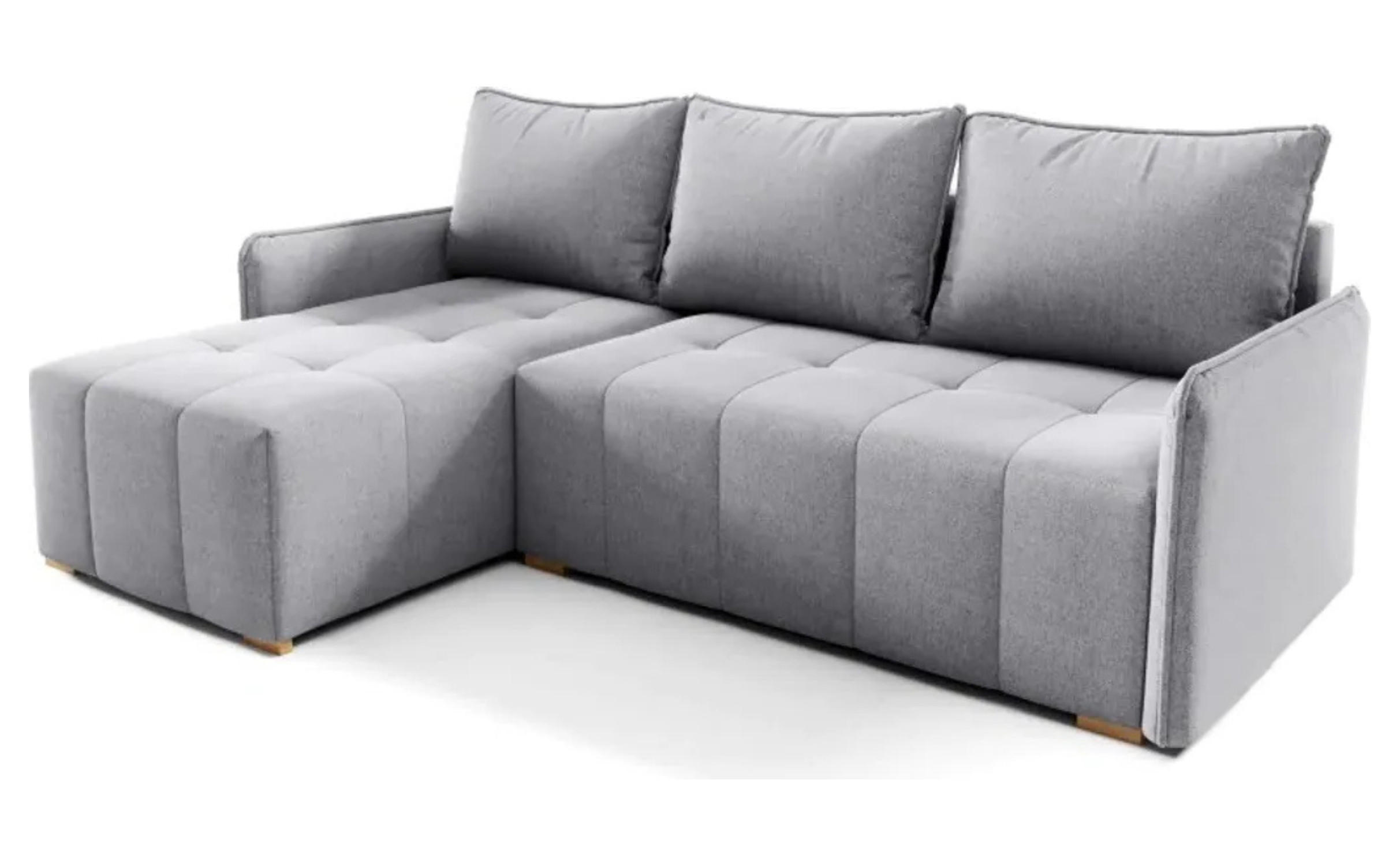 ECKSOFA GREND, L-Form mit Schlaffunktion und Bettkasten, Grau, links, Veloursstoff - Grau, Textil (210/140cm) - Sepro Meble