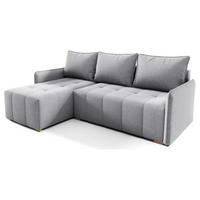 ECKSOFA GREND, L-Form mit Schlaffunktion und Bettkasten, Grau, links, Veloursstoff - Grau, Textil (210/140cm) - Sepro Meble