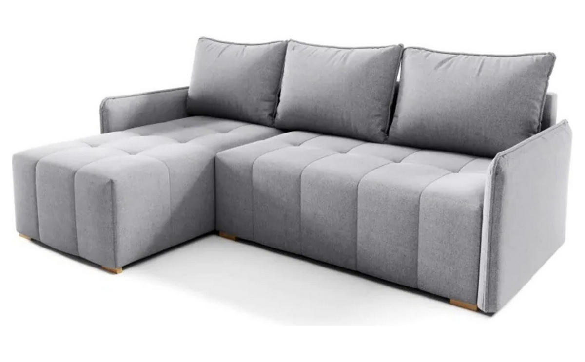 ECKSOFA GREND, L-Form mit Schlaffunktion und Bettkasten, Grau, links, Veloursstoff - Grau, Textil (210/140cm) - Sepro Meble