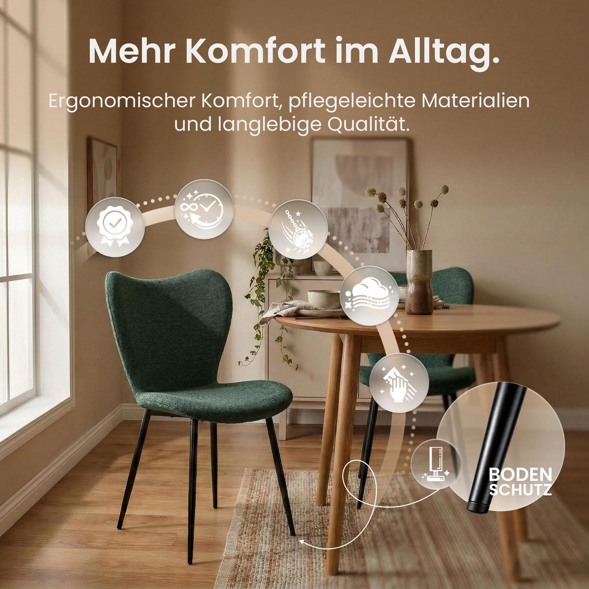 ESSZIMMERSTUHL Stoff Grün - Schwarz/Grün, Textil/Metall (50/80/58cm) - CLP