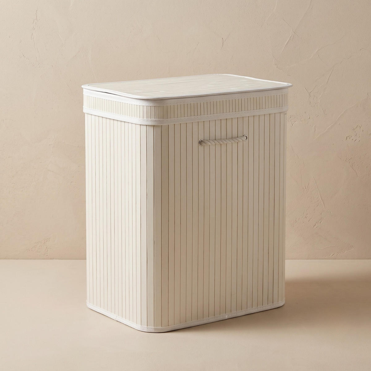 WÄSCHEKORB aus Bambus 100 l 55/35/60 cm - Weiß, Naturmaterialien (35/60/55cm) - NUXIO