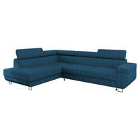 ECKSOFA Fonti Cord, Seite: Links - Blau, Holz/Textil (253/188cm) - MIRJAN24