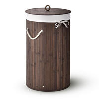 WÄSCHEKORB Curly-Round 55 L natur - Braun, Holz (35/60/35cm) - Juskys