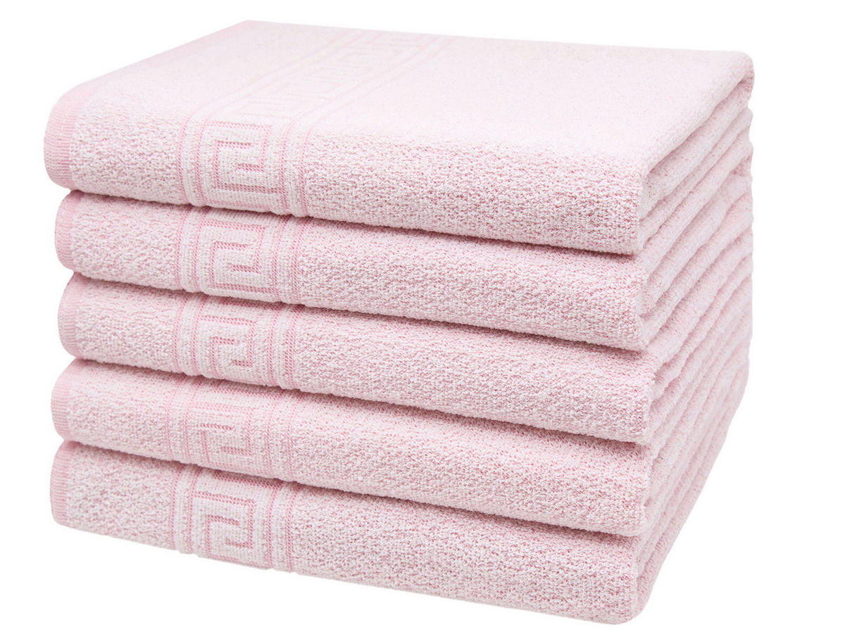 DUSCHTÜCHER, 5er-Set, 70x140 cm, 70% Baumwolle, 30% Polyester, Rosa - Rosa, Textil (70/140cm) - Zollner