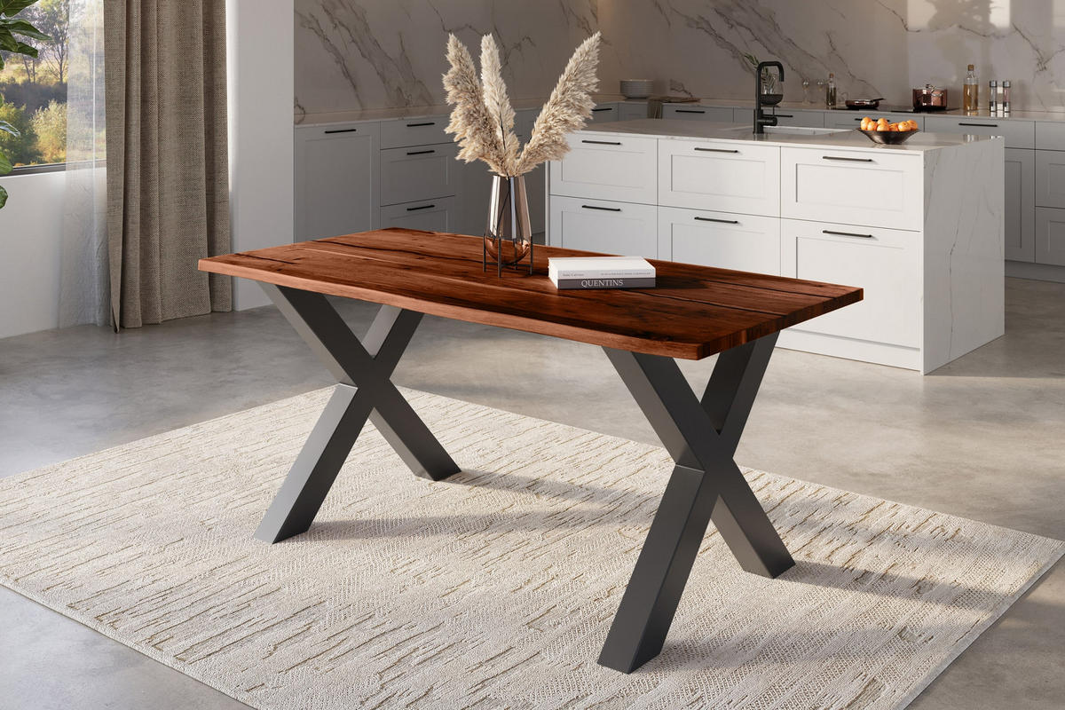 ESSTISCH POLLY - Schwarz/Braun, Holz/Metall (85/160/77cm) - SAM