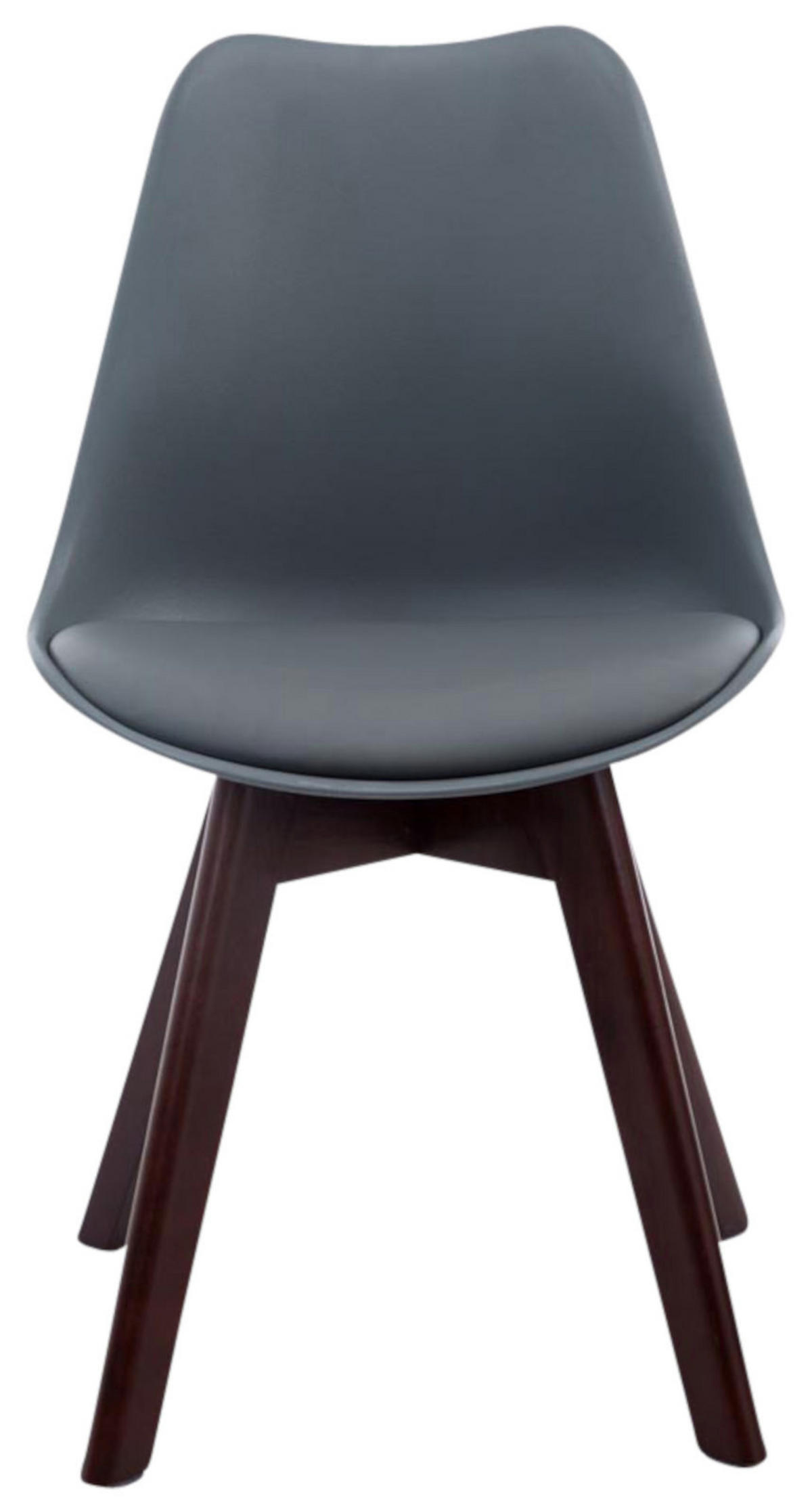 STUHL 4er Set Lederlook grau - Walnussfarben/Grau, Holz/Textil (48/84/55cm) - CLP