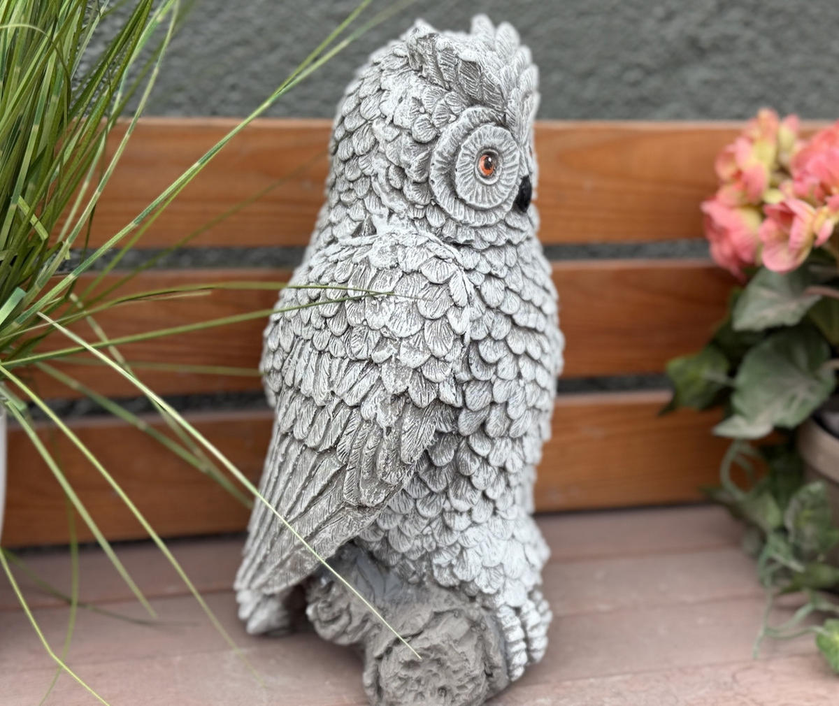 STEINFIGUR Uhu Kauz auf AST, frostfest - Grau, Stein (23/29/17cm) - stoneandstyle
