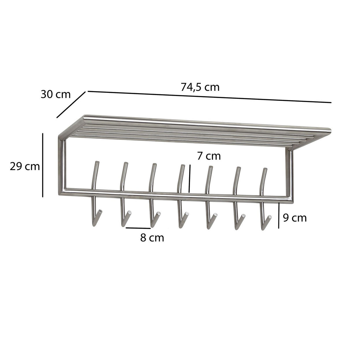 WANDGARDEROBE Metall Silber Modern mit Aufbewahrungsmöglichkeiten - Silberfarben, Metall (75/29/30cm) - KADIMA DESIGN