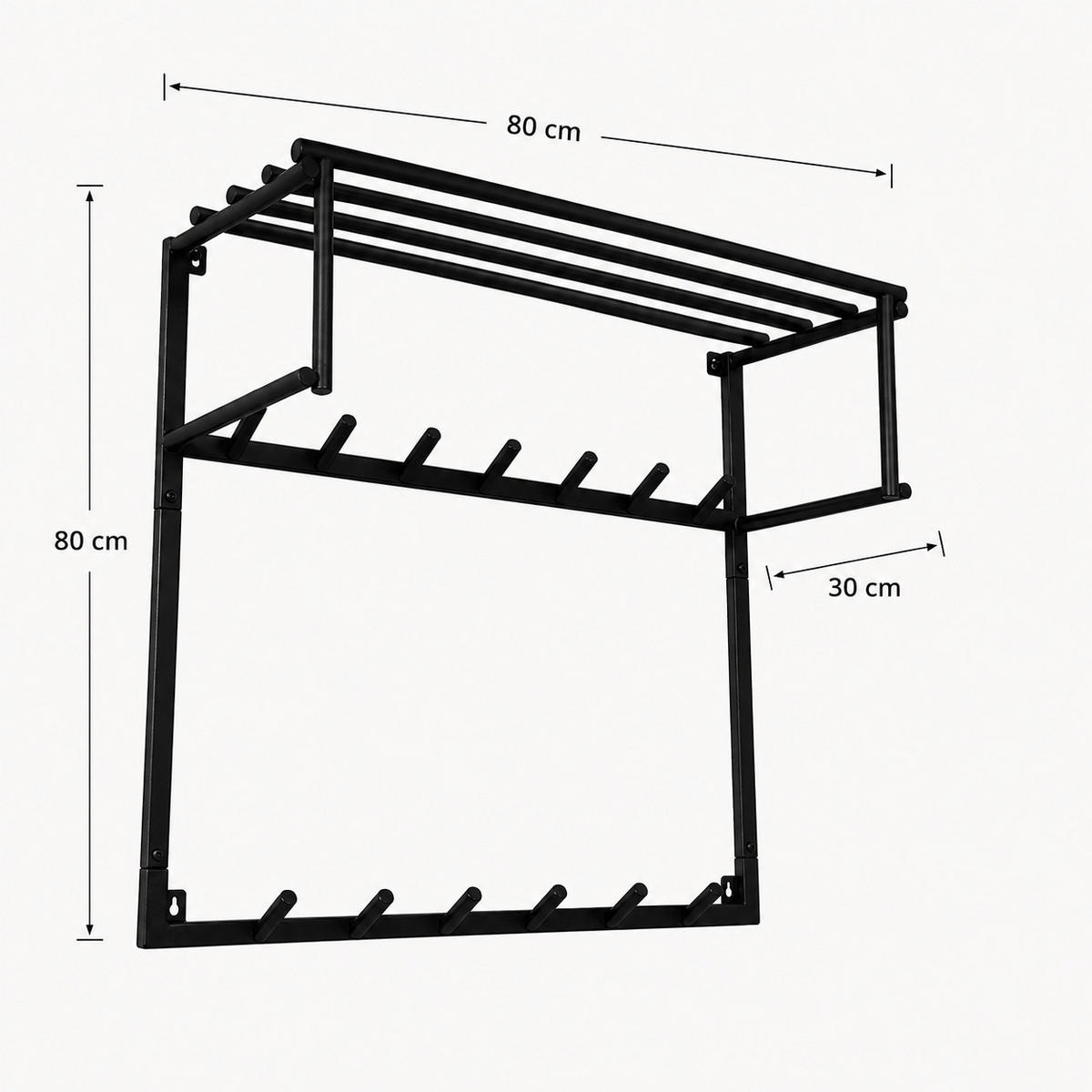 KLEIDERABLAGE Eddy XL - Schwarz, Metall (80/80/30cm) - LOFT42