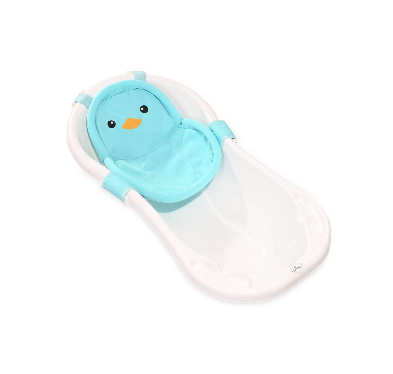 BABYBADENETZ Pinguin blau Kunststoff-Clips, Badewannennetz, schnell trocknend, passend 84–100 cm - Blau, Textil (28/28cm) - Lorelli