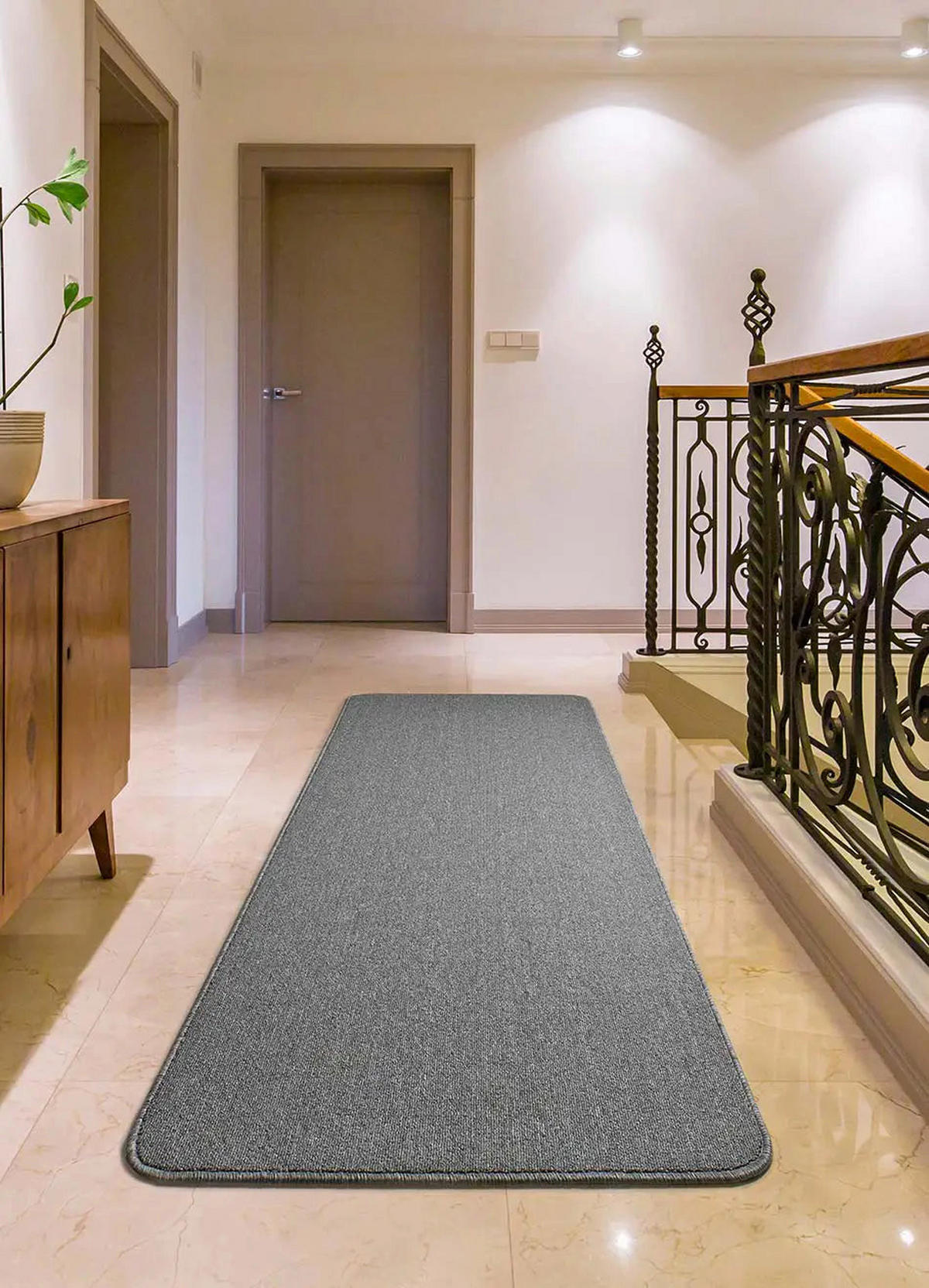 TEPPICHLÄUFER waschbar Silber Leila 67/200 cm - Hellgrau, Kunststoff/Textil (67/200cm) - Atticgo