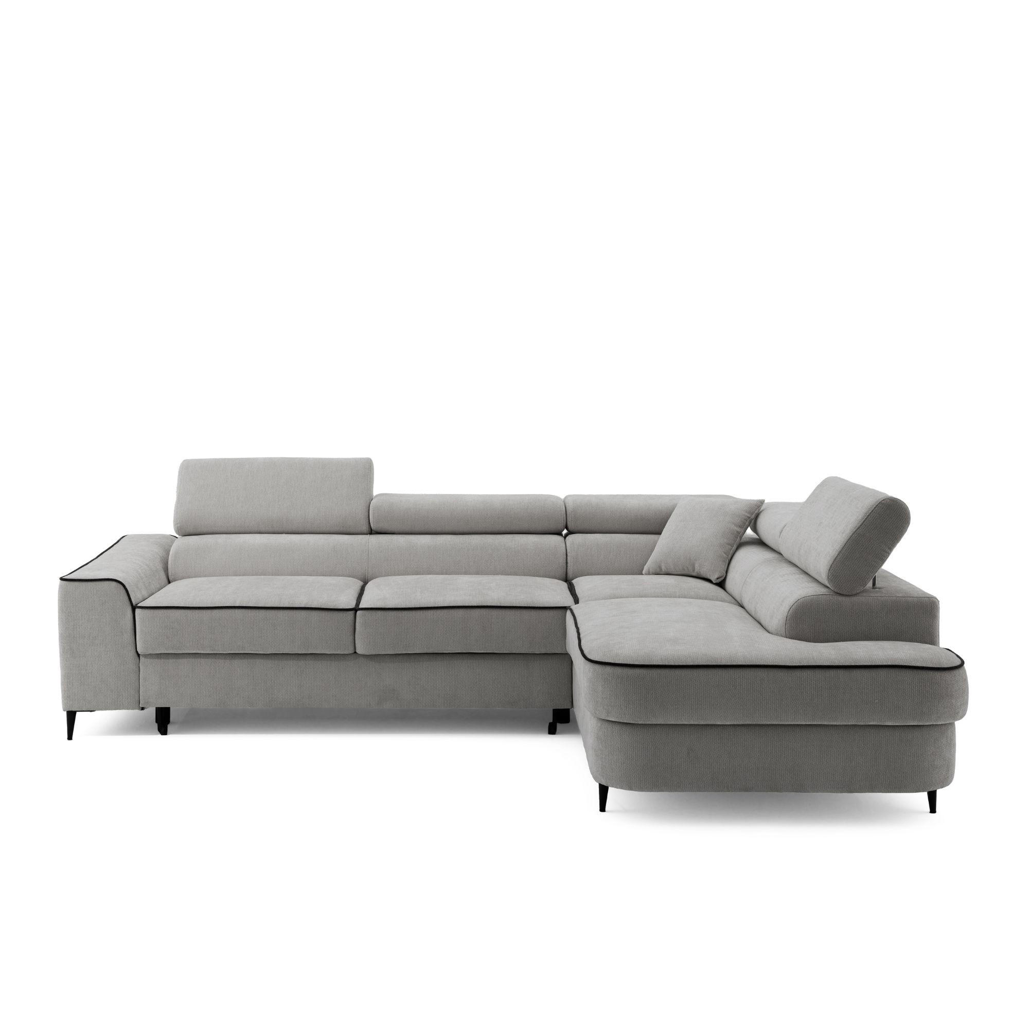 ECKSOFA EVER L Rechts mit Schlaffunktion 193x126 Chenille Grau - Schwarz/Grau, Holz/Textil (204/267cm) - Muffo
