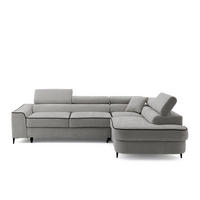 ECKSOFA EVER L Rechts mit Schlaffunktion 193x126 Chenille Grau - Schwarz/Grau, Holz/Textil (204/267cm) - Muffo